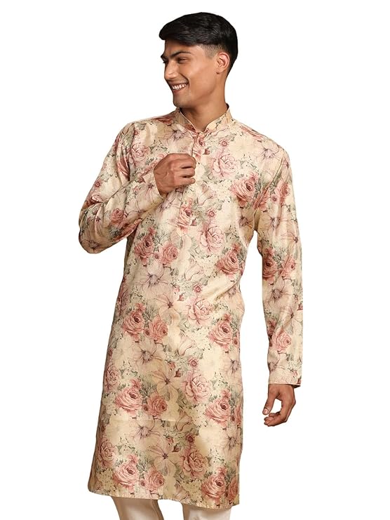 FLORAL PRINTED KURTA WITH PAJAMA SET FOR MEN'S