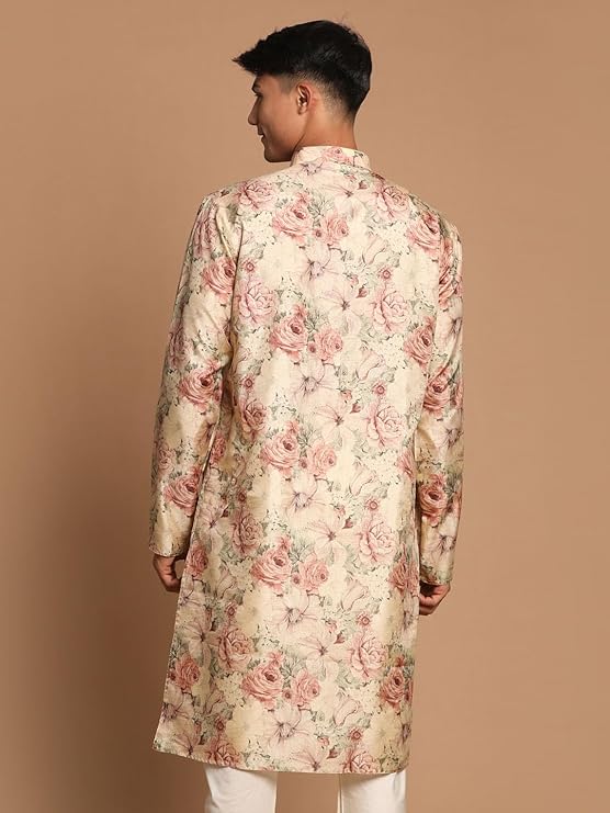 FLORAL PRINTED KURTA WITH PAJAMA SET FOR MEN'S