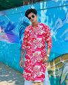 RED AND WHITE PRINTED KURTA PAJAMA SET