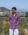 PURPLE MIX FLOWER PRINTED KURTA PAJAMA  SET