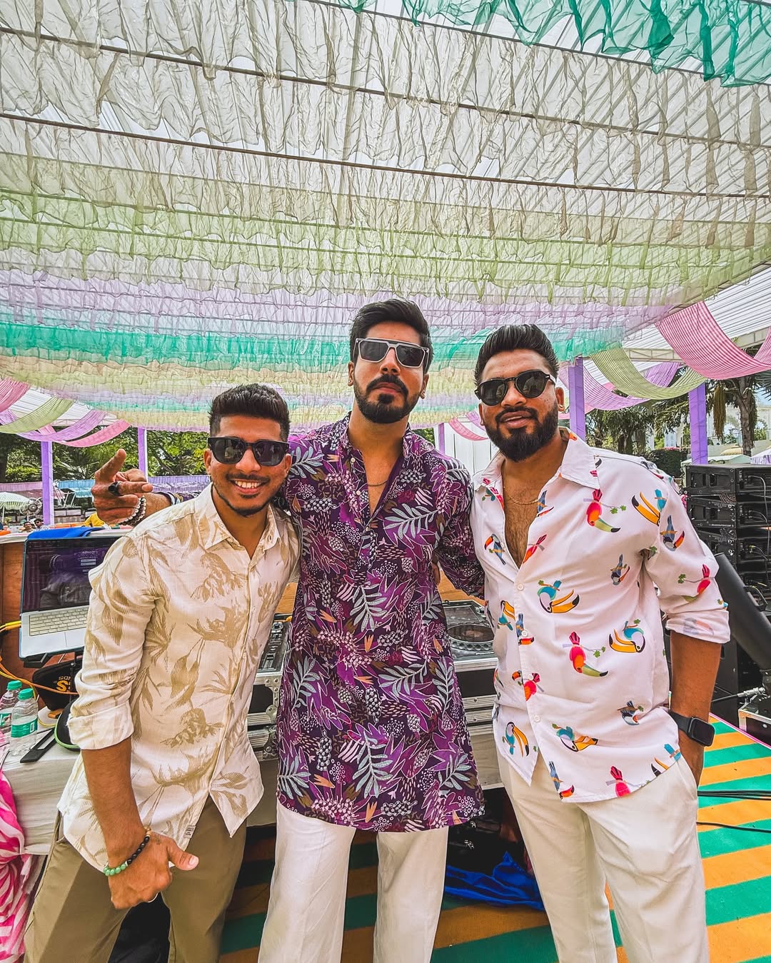 PURPLE MIX FLOWER PRINTED KURTA PAJAMA  SET