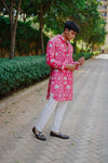 JEWELLED PRINTED KURTA WITH PAJAMA SET FOR MEN