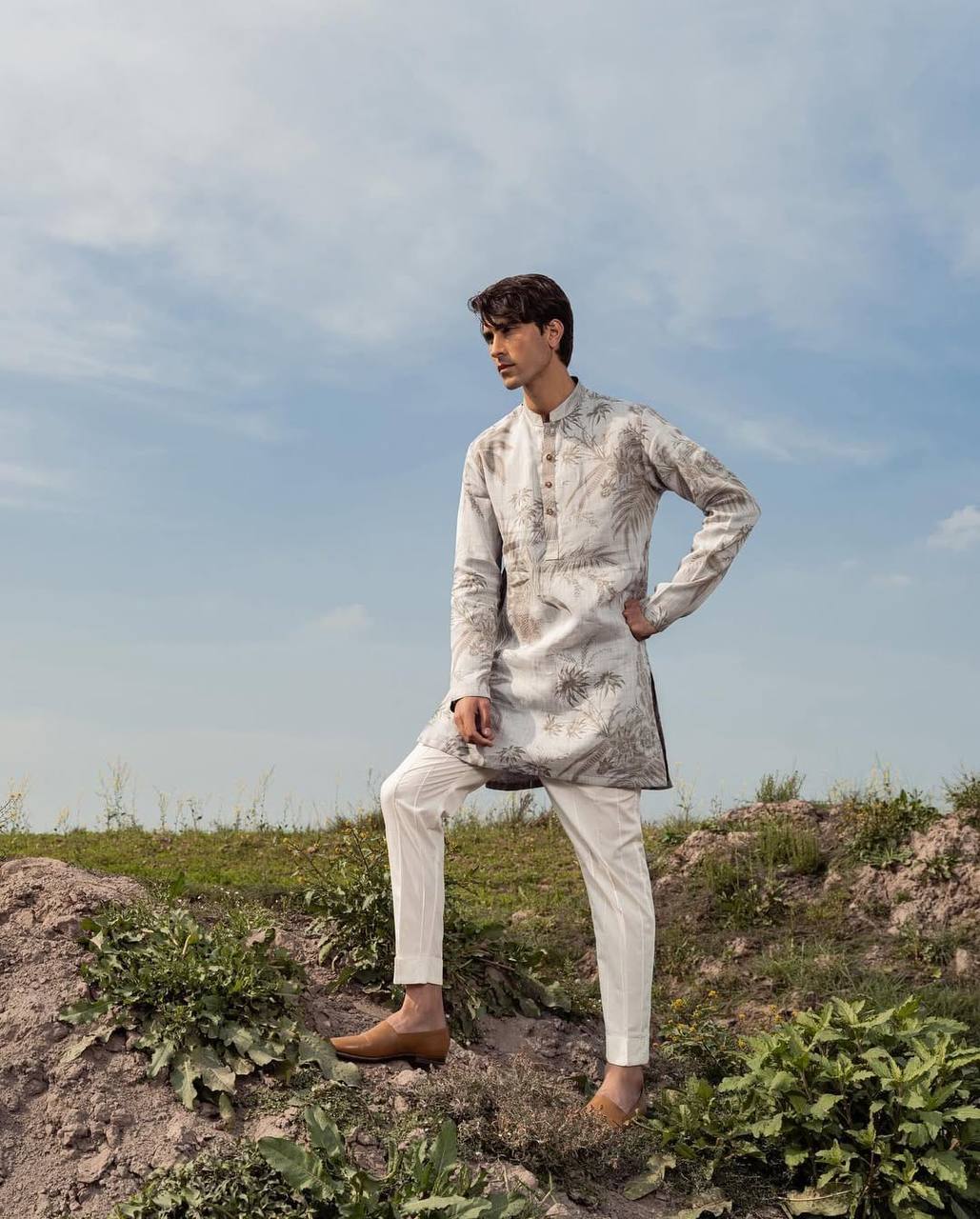 DUPLICE PRINTED IRISH COTTON PRINTED KURTA  PAJAMA SET FOR MEN'S