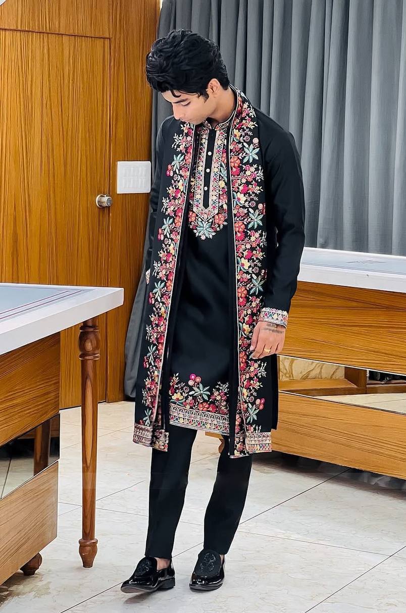 Regal BLACK  Silk Kurta Set With Dupatta