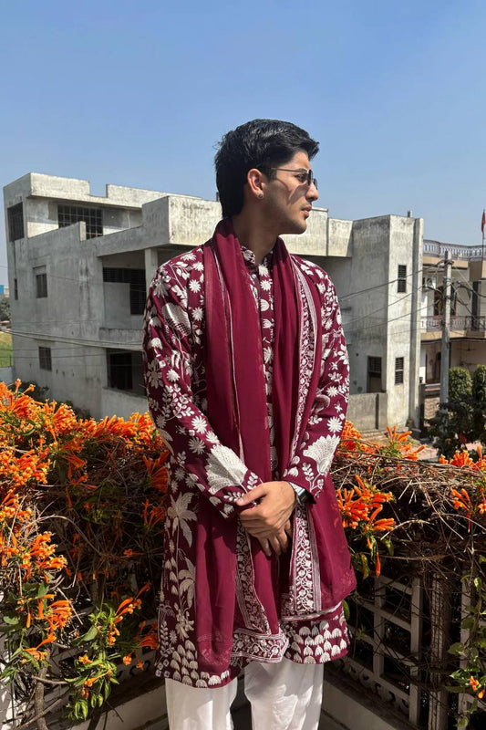 WINE KURTA WITH PANT WITH DUPATTA