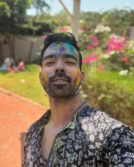 BLACK AND WHITE PRINTED KURTA WITH BLACK PAJAMA