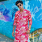 RED AND WHITE PRINTED KURTA PAJAMA SET