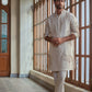 OFF WHITE BUTTA EMBROIDERED WORK KURTA PAJAMA SET