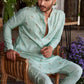 BABY BLUE FLORAL MOTIF SWQUIN-ZARI WORK KURTA WITH PANT