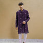 PURPLE DRAGON FLY EMBROIDEREY WORK  KURTA WITH PAJAMA SET FOR MEN