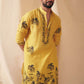 MUSTARD PARROT DAMAN WORK KURTA PAJAMA SET FOR MENS
