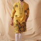 MUSTARD PARROT DAMAN WORK KURTA PAJAMA SET FOR MENS