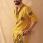 MUSTARD PARROT DAMAN WORK KURTA PAJAMA SET FOR MENS