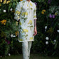 MIST GREEN FLORAL BLOCK PRINTED KURTA PAJAMA SET FOR MENS