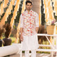 OFF WHITE MODEL SATIN PRINTED BOTANICAL BUNDI KURTA SET
