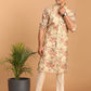 BEIGE COLOR REGULAR FIT FLORAL PRINT KURTA & PANTS WITH NEHRU JACKET