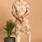 BEIGE COLOR REGULAR FIT FLORAL PRINT KURTA & PANTS WITH NEHRU JACKET