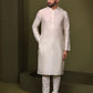 WHITE KURTA JACKIET PRINTED BOTANICAL BUNDI KURTA SET