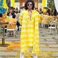 YELLOW &  WHITE  PRINTED  WORK KURTA, PAJAMA AND DUPATTA SET FOR MEN'S