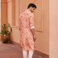 CREPE PRINT GARDENIA BLOOM COLLARED KURTA PAJAMA SET FOR MEN'S