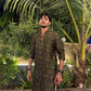 OLIVE GREEN  PRINTED KURTA PAJAMA SET