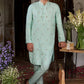 BABY BLUE FLORAL MOTIF SWQUIN-ZARI WORK KURTA WITH PANT