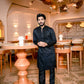BLACK NECK EMBROIDERD MENS KURTA SET