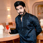 BLACK NECK EMBROIDERD MENS KURTA SET