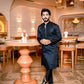 BLACK NECK EMBROIDERD MENS KURTA SET