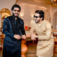 BLACK NECK EMBROIDERD MENS KURTA SET