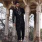 STYLISH BLACK  MIRROR WORK EMBROIDERED KURTA WITH PAJAMA