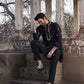 STYLISH BLACK  MIRROR WORK EMBROIDERED KURTA WITH PAJAMA