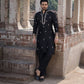 STYLISH BLACK  MIRROR WORK EMBROIDERED KURTA WITH PAJAMA