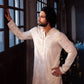 WHITE EMBROIDERED KURTA PAJAMA SET FOR MEN'S