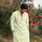 MILKY GREEN EMBROIDERED KURTA PAJAMA SET FOR MEN'S