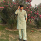MILKY GREEN EMBROIDERED KURTA PAJAMA SET FOR MEN'S