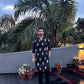BLACK THREAD EMBROIDERED KURTA WITH PAJAMA FOR MENS