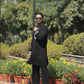 Black Neck Embroidered Work Men's Kurta with Pajama