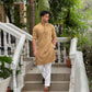 CAMEL COLOR & EMBROIDERED  WORK KURTA PAJAMA SET FOR MEN'S