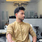 CAMEL COLOR & EMBROIDERED  WORK KURTA PAJAMA SET FOR MEN'S