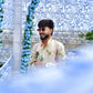 White Multi Flower Embroidered Tissue Kurta pajama set for men's