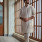 OFF WHITE BUTTA EMBROIDERED WORK KURTA PAJAMA SET