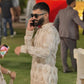 BEIGE  MOTIF EMBROIDERED WORK KURTA, PAJAMA  SET FOR MEN'S