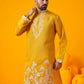 MUSTED YELLOW FLORAL DORI EMBROIDERED KURTA PAJAMA SET