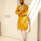 YELLOW ELEGANT NECK EMBROIDEREDKURTA PAJAMA SET FOR MEN'S