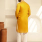 YELLOW ELEGANT NECK EMBROIDEREDKURTA PAJAMA SET FOR MEN'S