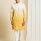 YELLOW & WHITE OMBRE EMBROIDERED WORK KURTA PAJAMA SET FOR MEN'S