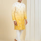 YELLOW & WHITE OMBRE EMBROIDERED WORK KURTA PAJAMA SET FOR MEN'S