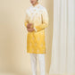 YELLOW & WHITE OMBRE EMBROIDERED WORK KURTA PAJAMA SET FOR MEN'S