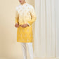 YELLOW & WHITE OMBRE EMBROIDERED WORK KURTA PAJAMA SET FOR MEN'S